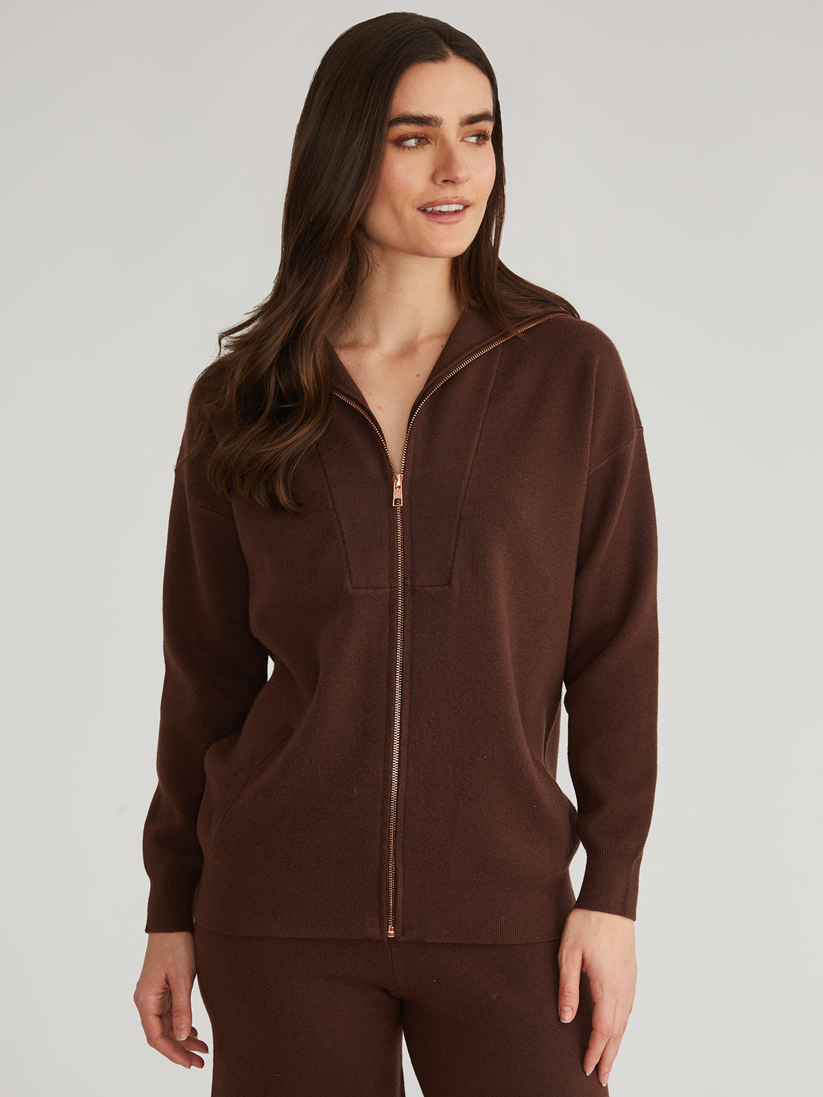 Brown deals Zip Up Cardigan