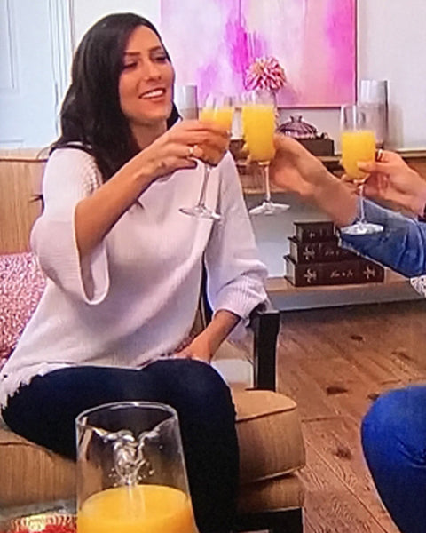 The Bachelorette, Becca Kufrin, in 525 America's Tassel Fringe Cotton Shaker Knit Sweater.