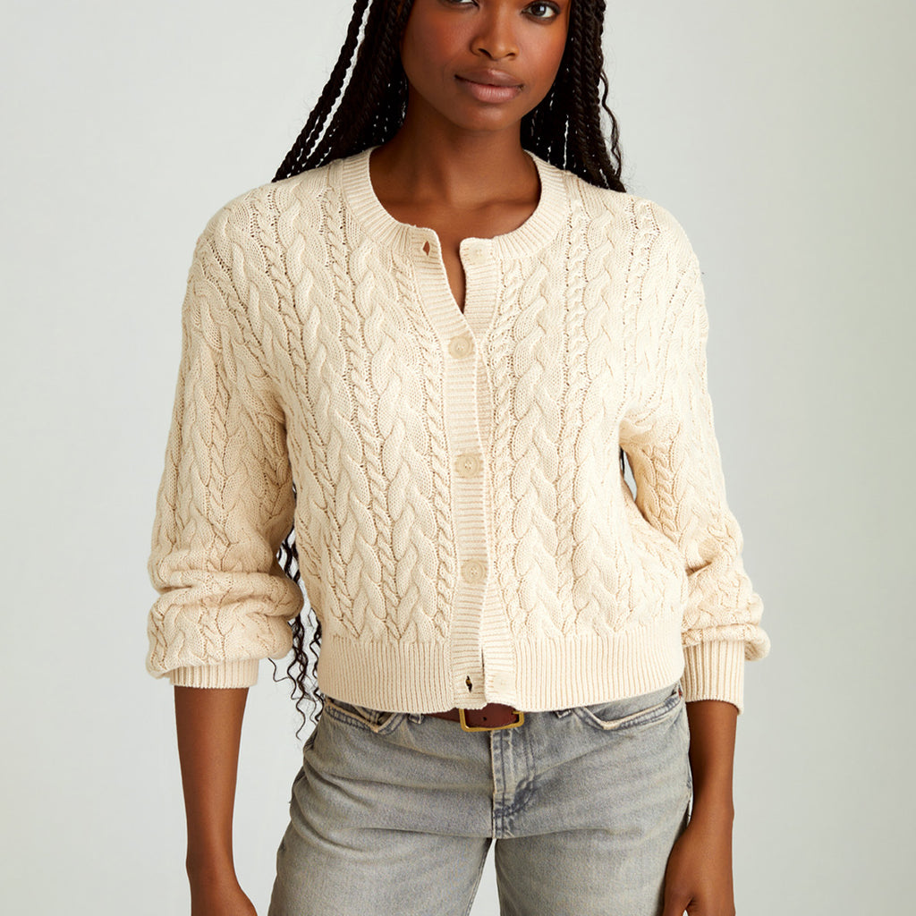 525 America Brooke: Cable Cardigan