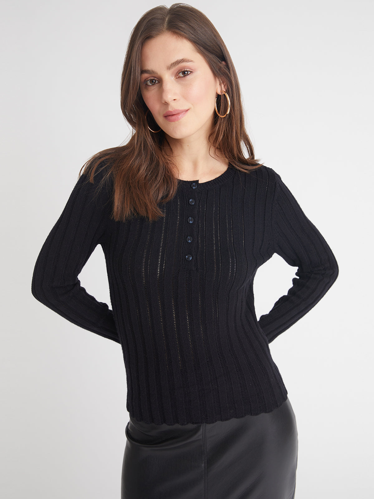 April: Pointelle Henley Pullover