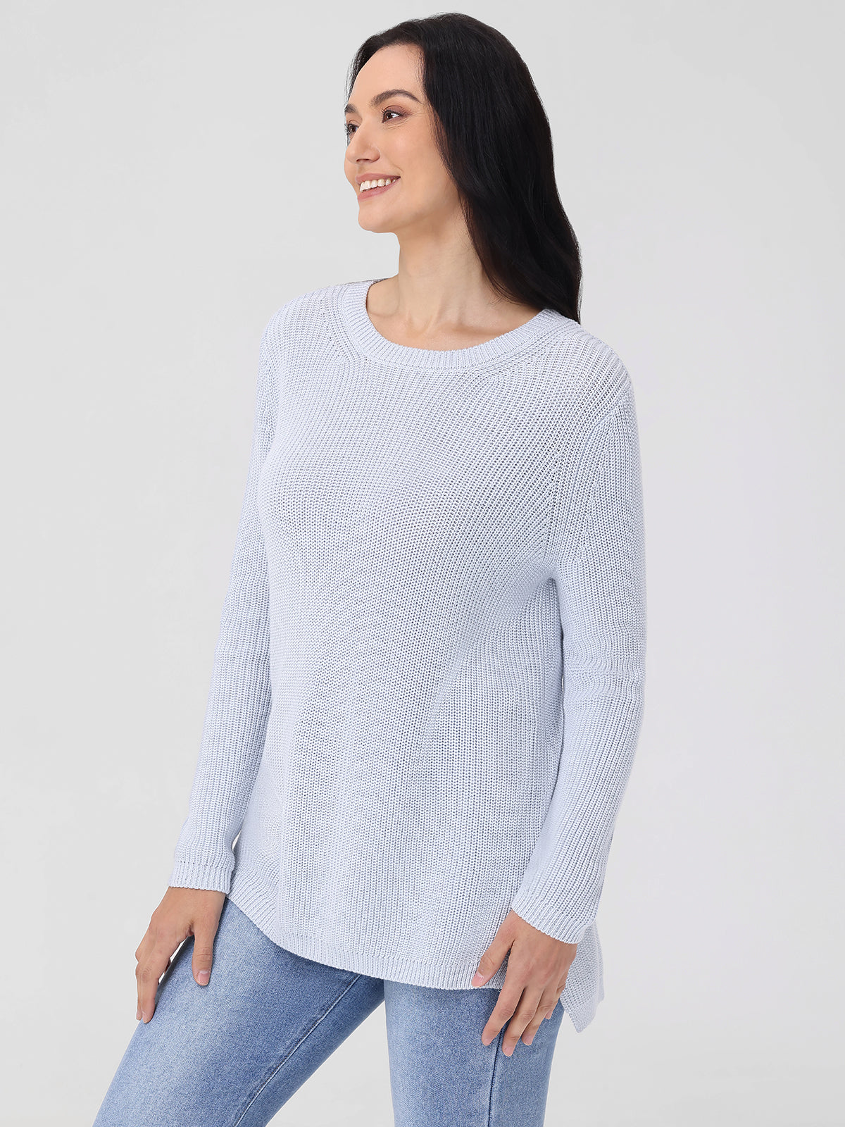 Emma: 100% Cotton Crewneck Shaker Stitch Sweater