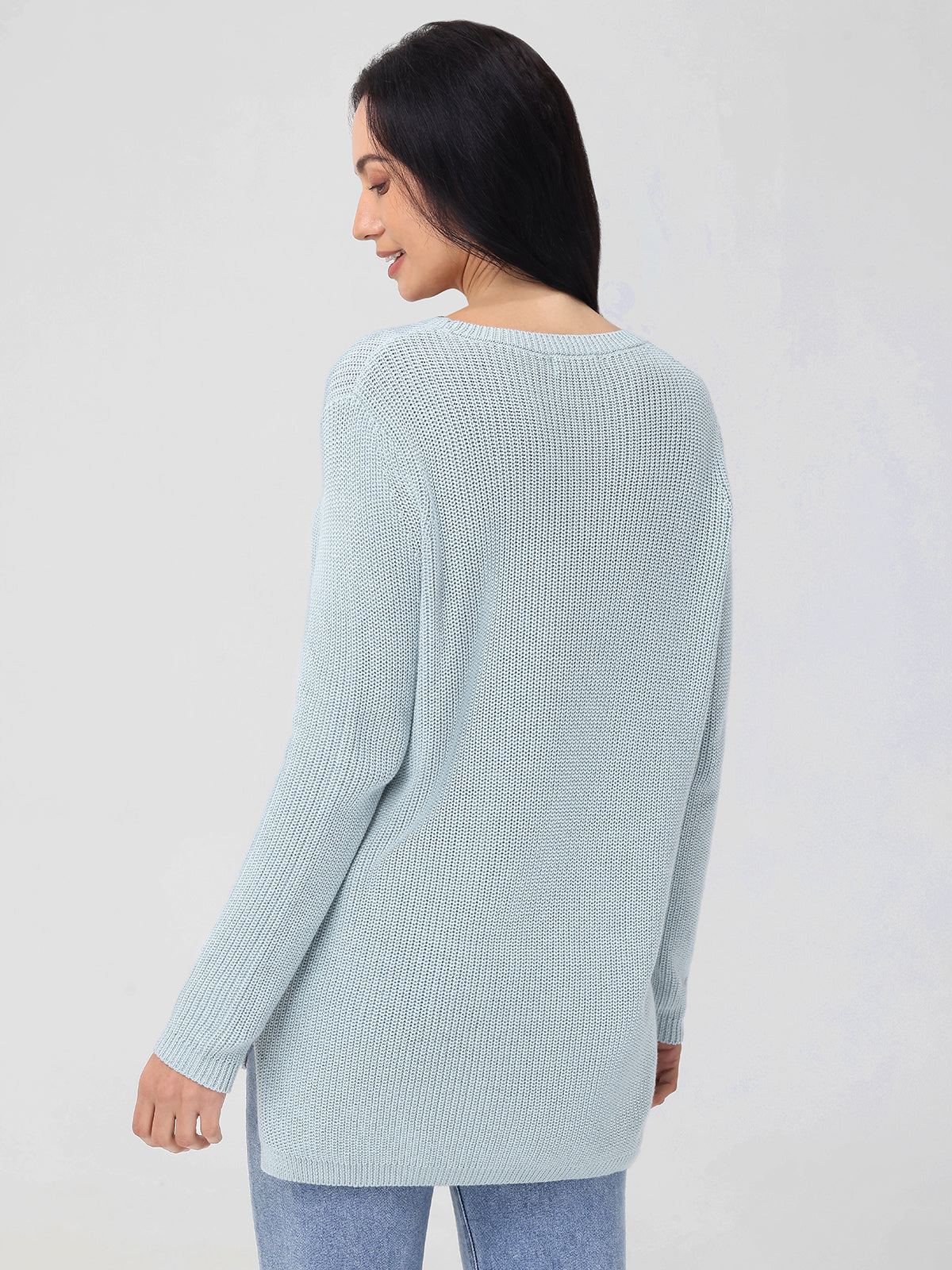 Emma: Crewneck Shaker Stitch Cotton Sweater