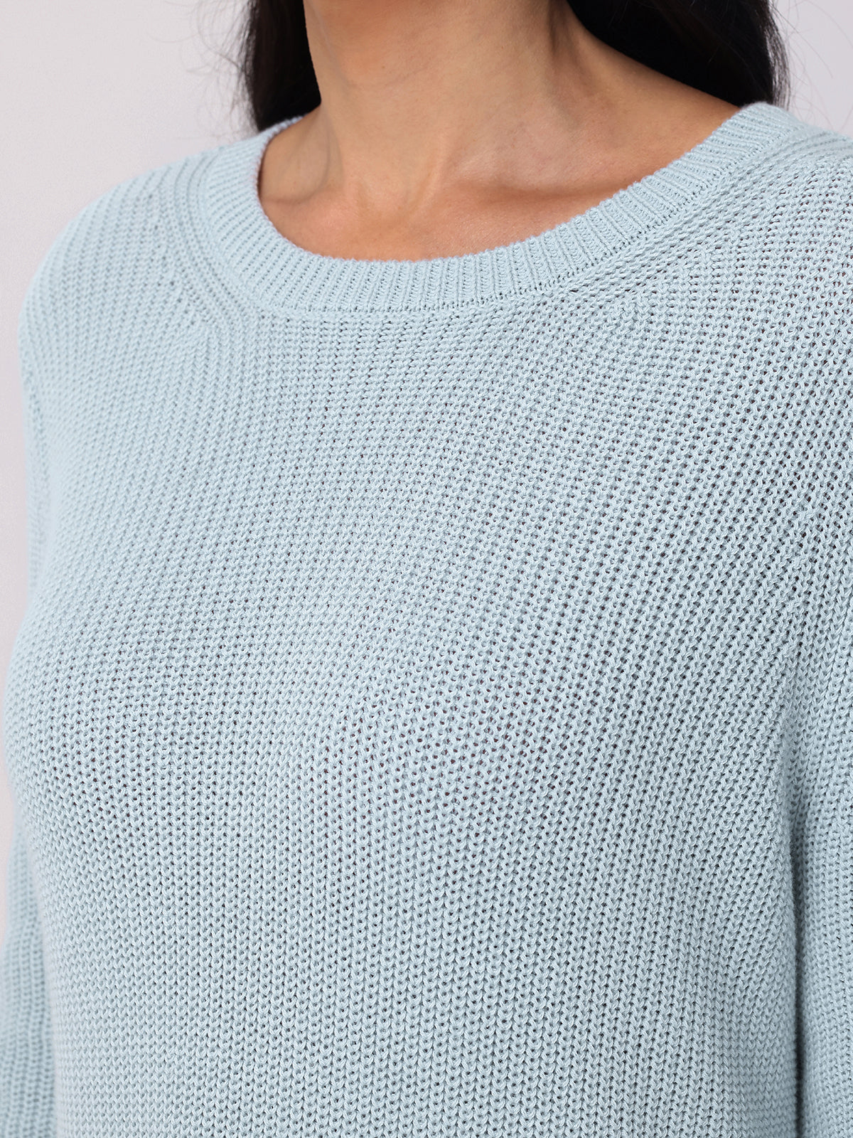 Emma: Crewneck Shaker Stitch Cotton Sweater