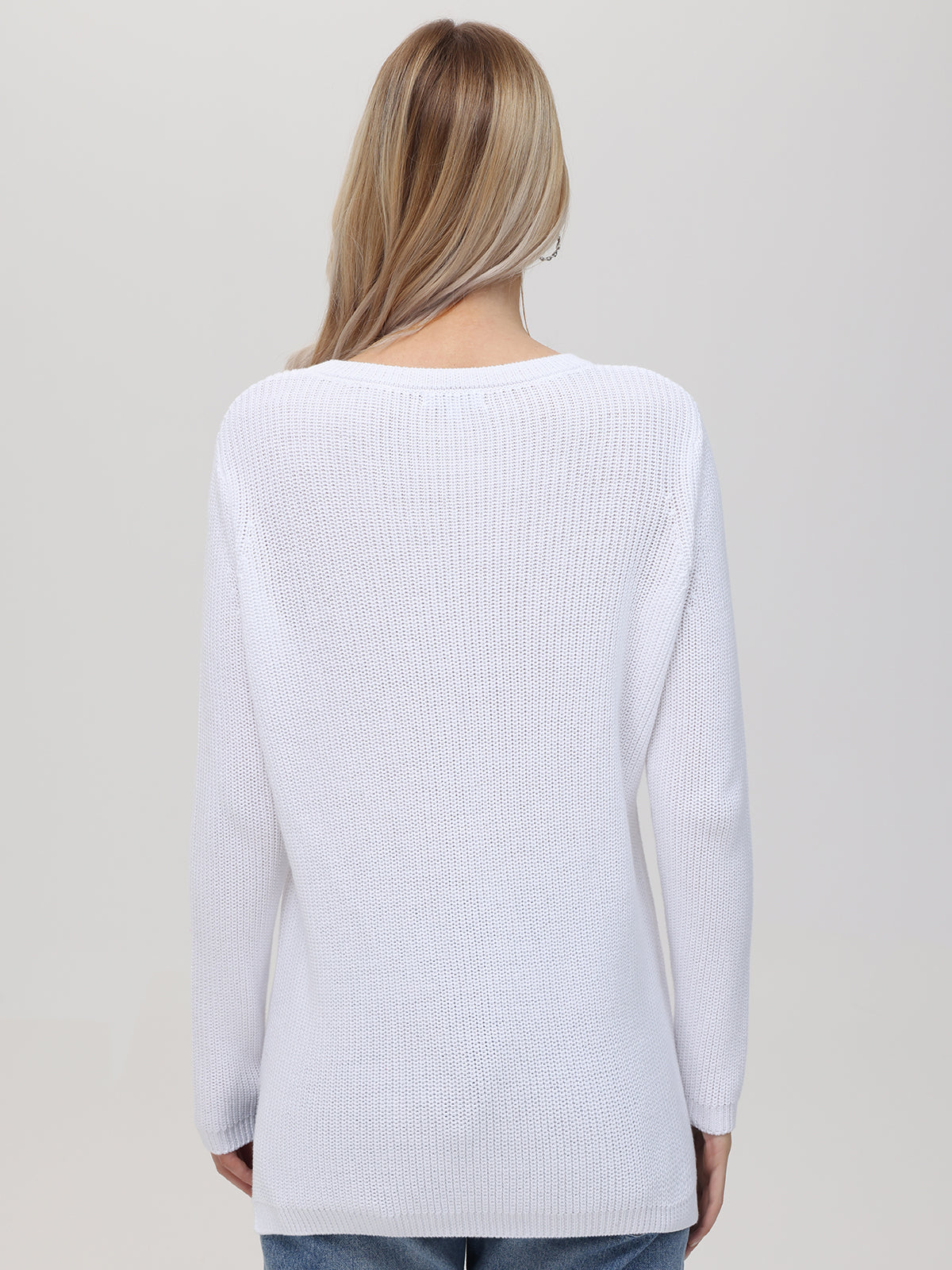 Emma: 100% Cotton Crewneck Shaker Stitch Sweater