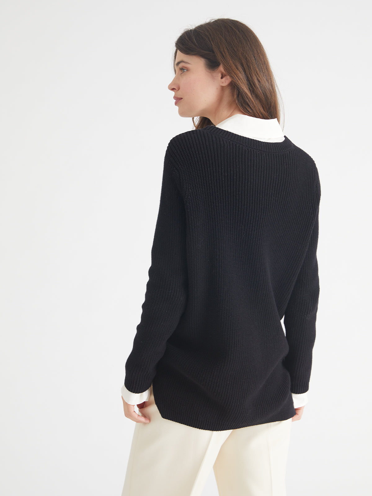 Emma: 100% Cotton Crewneck Shaker Stitch Sweater