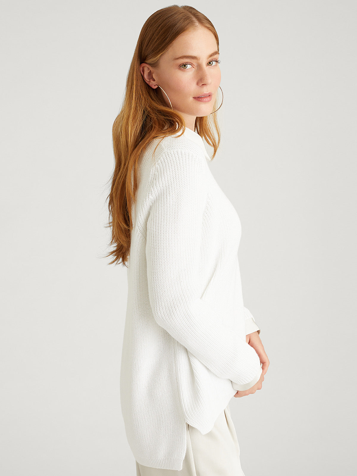 Emma: 100% Cotton Crewneck Shaker Stitch Sweater