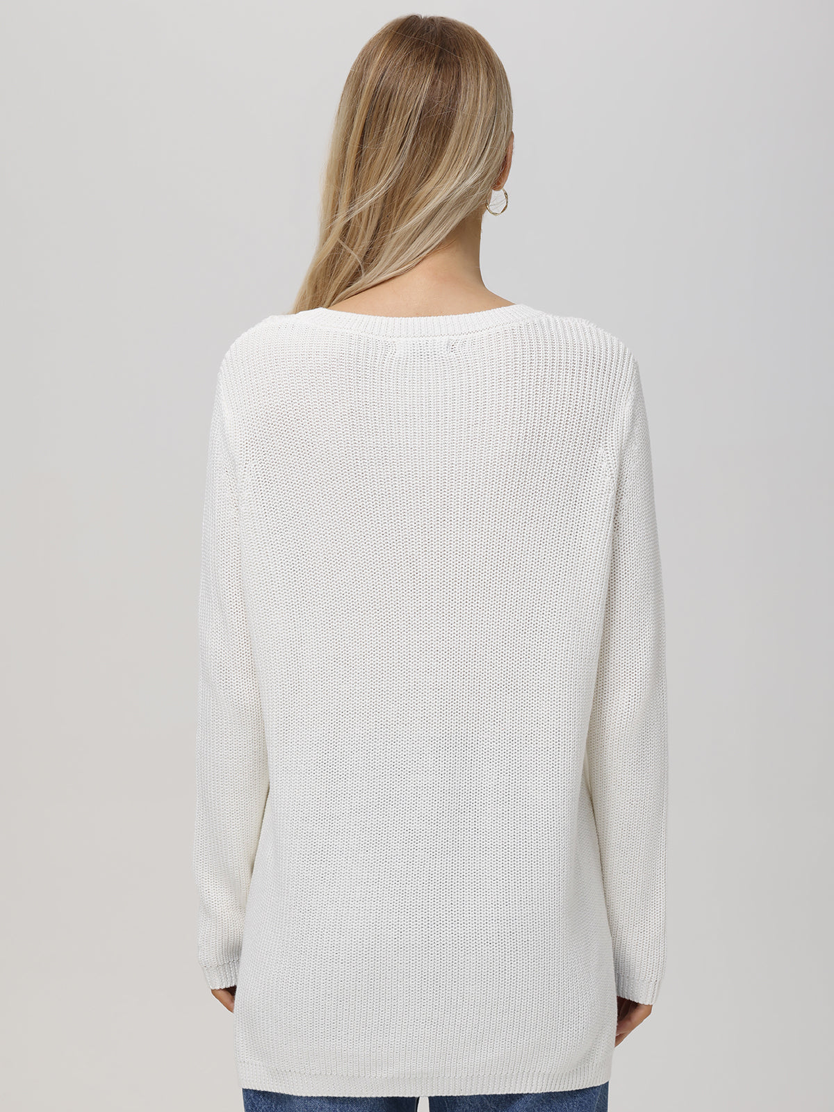 Emma: 100% Cotton Crewneck Shaker Stitch Sweater