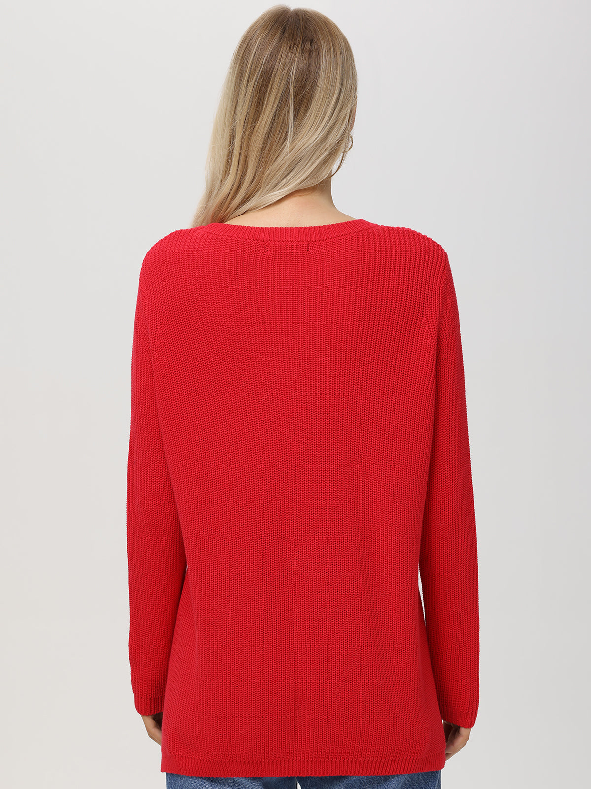 The Emma: 100% Cotton Crewneck Shaker Stitch Sweater