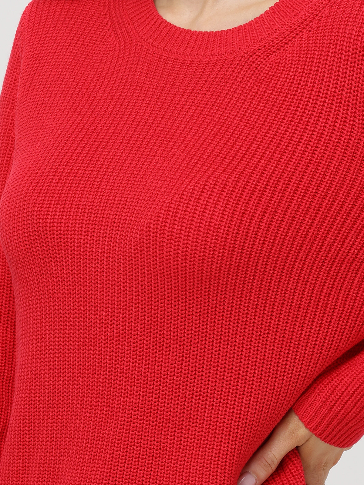 The Emma: 100% Cotton Crewneck Shaker Stitch Sweater