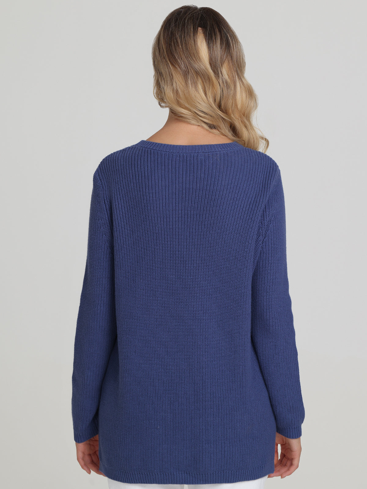 Emma: 100% Cotton Crewneck Shaker Stitch Sweater