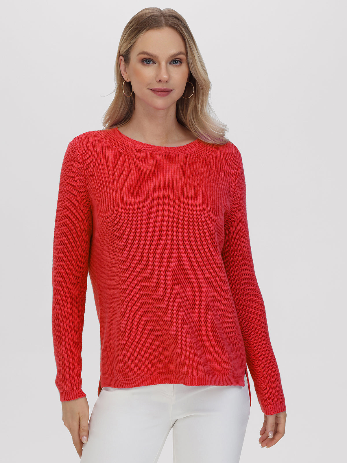 Emma: 100% Cotton Crewneck Shaker Stitch Sweater