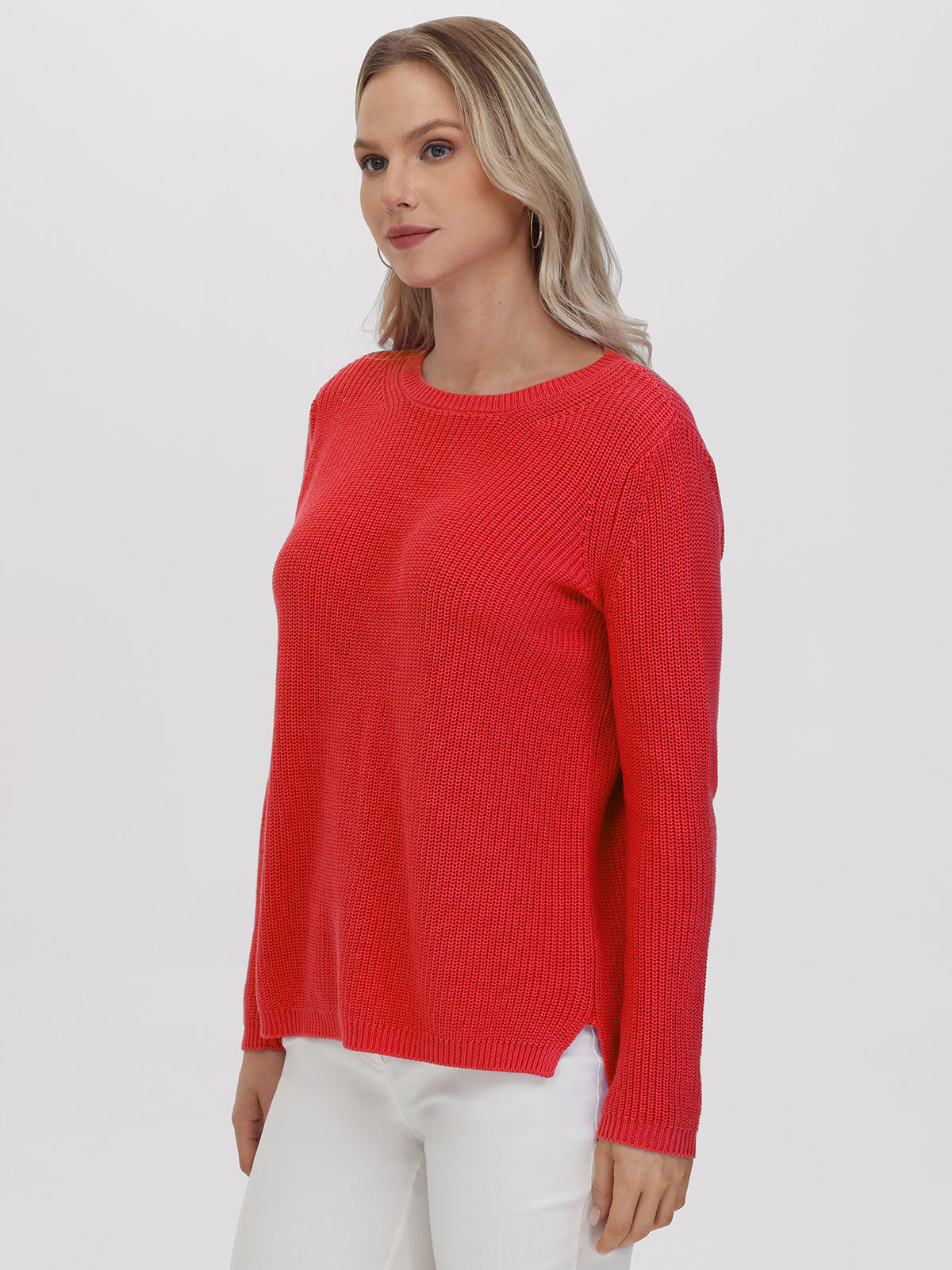 Emma: 100% Cotton Crewneck Shaker Stitch Sweater