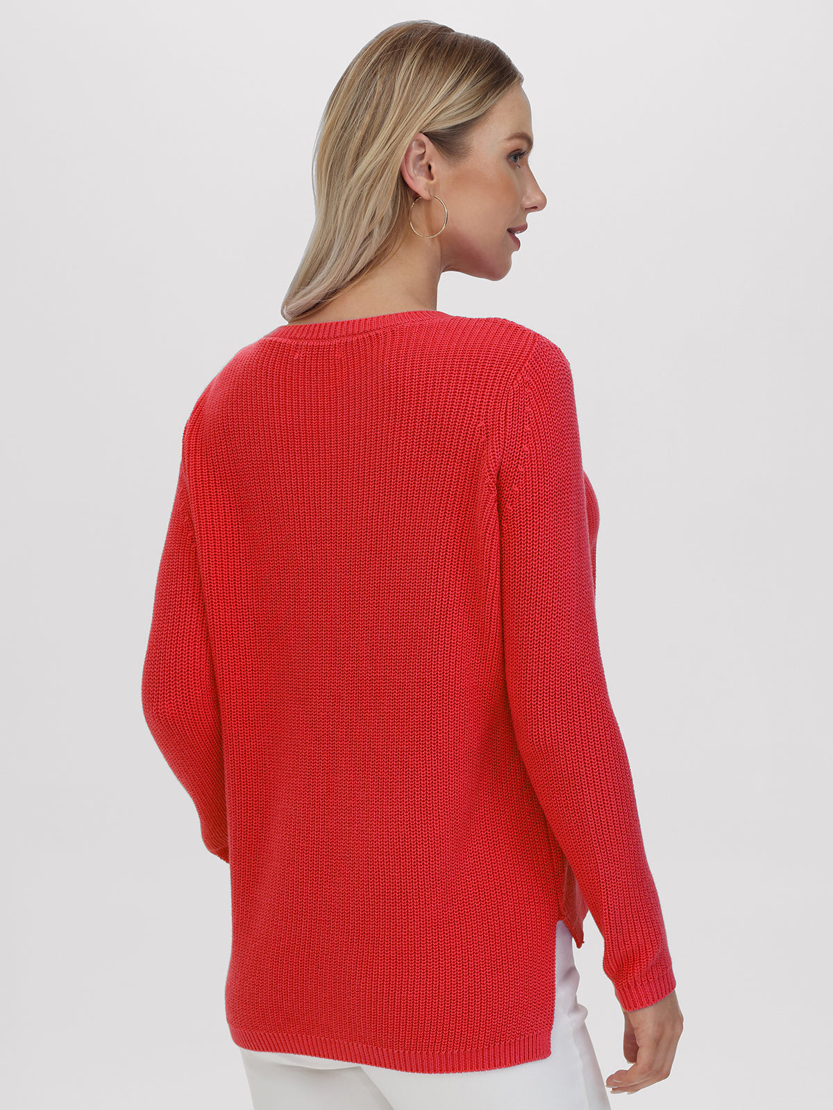 Emma: 100% Cotton Crewneck Shaker Stitch Sweater