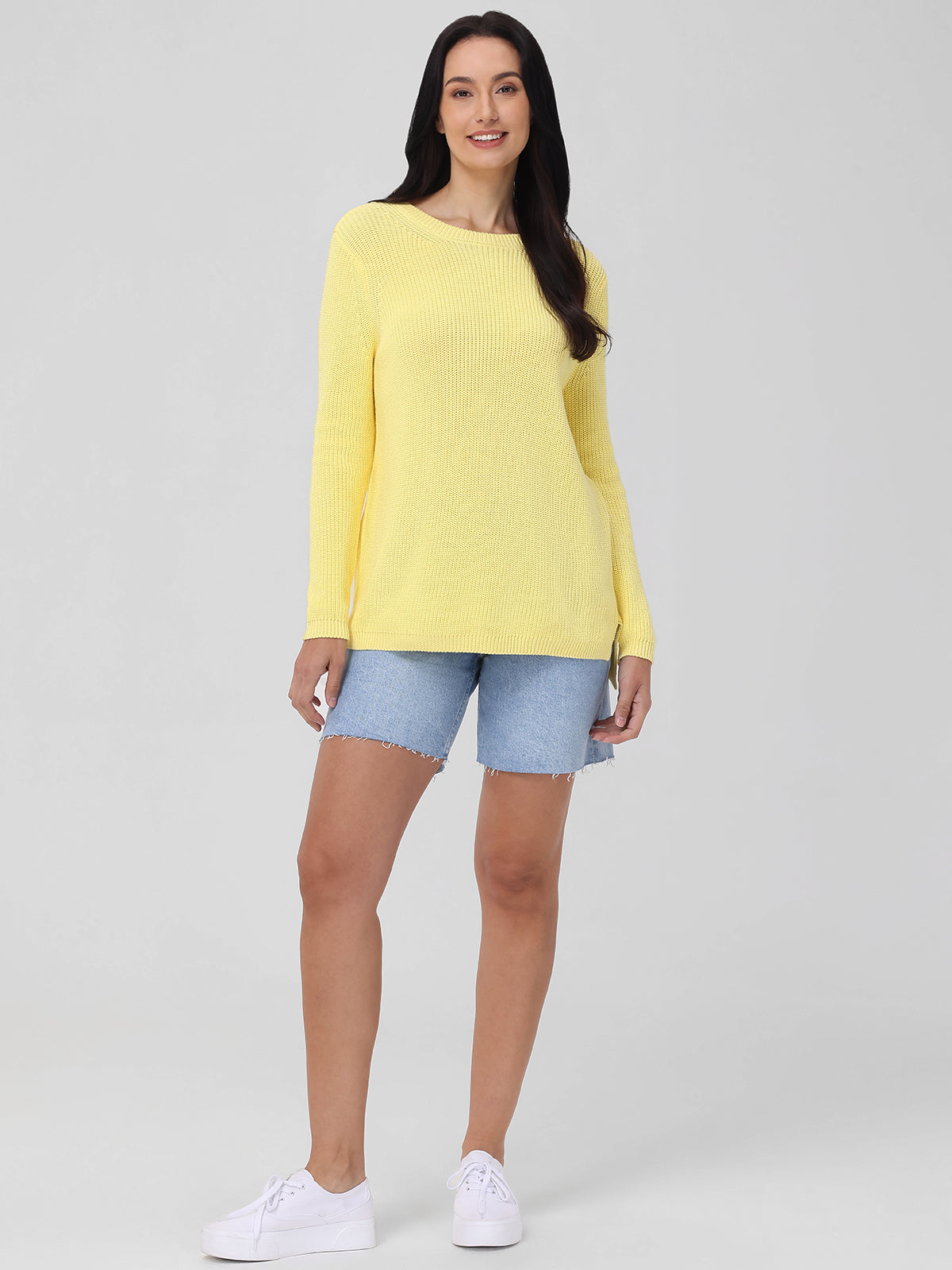 Emma: 100% Cotton Crewneck Shaker Stitch Sweater