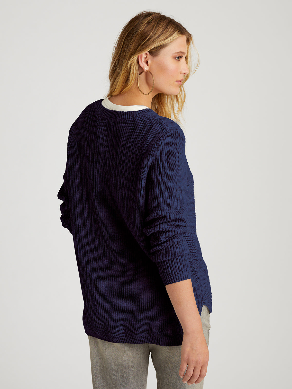 Emma: 100% Cotton Crewneck Shaker Stitch Sweater