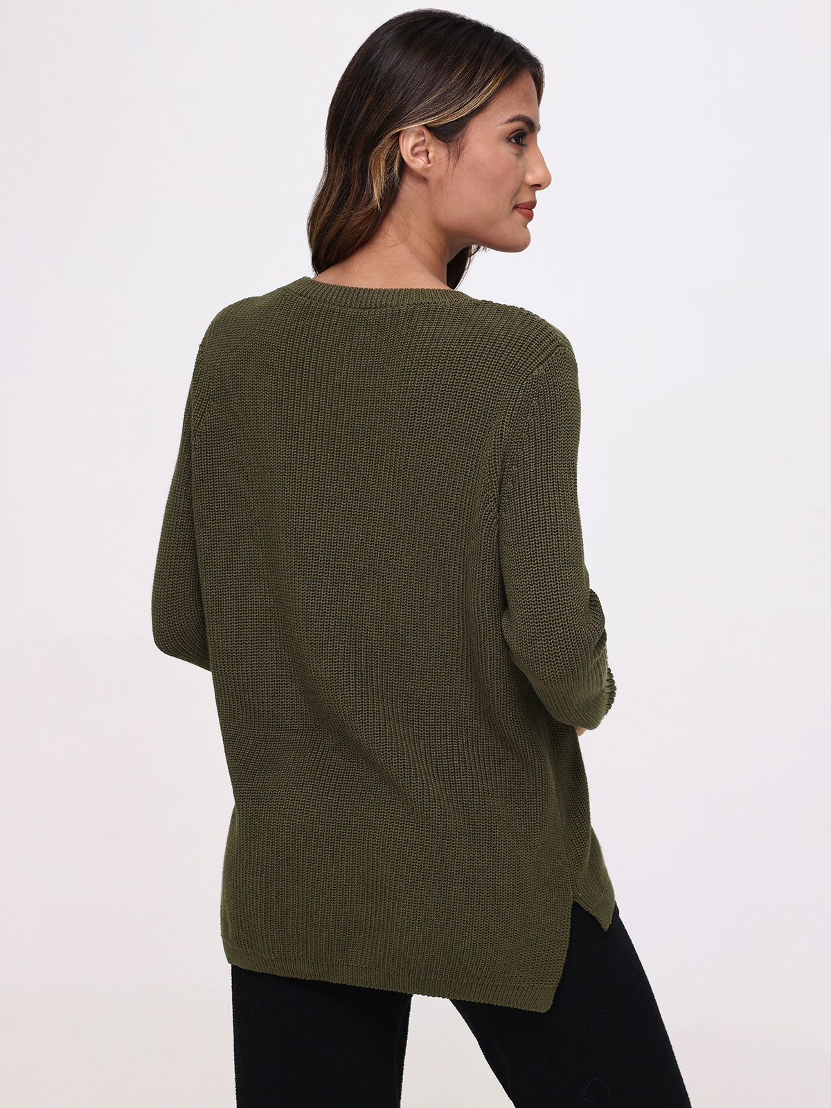 The Emma: 100% Cotton Crewneck Shaker Stitch Sweater