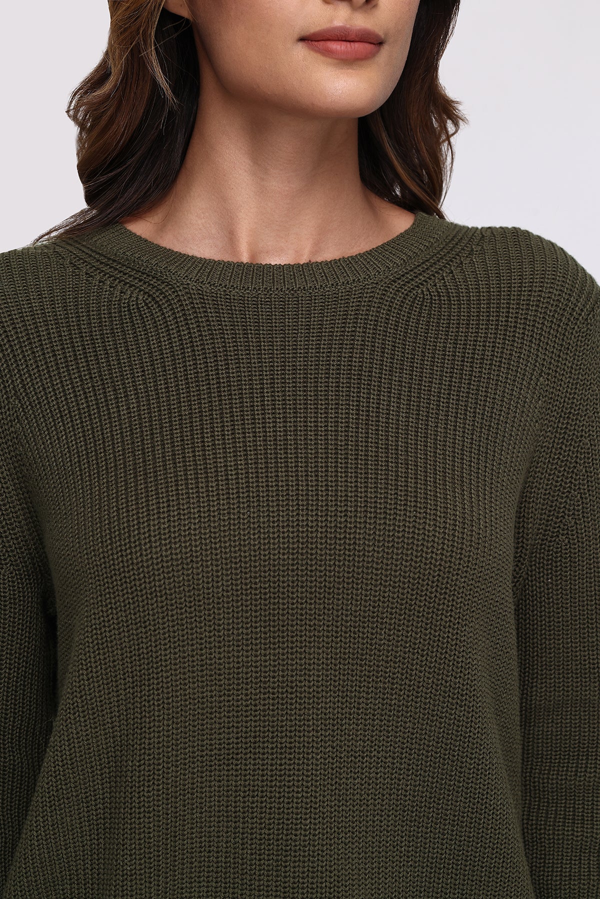 The Emma: 100% Cotton Crewneck Shaker Stitch Sweater