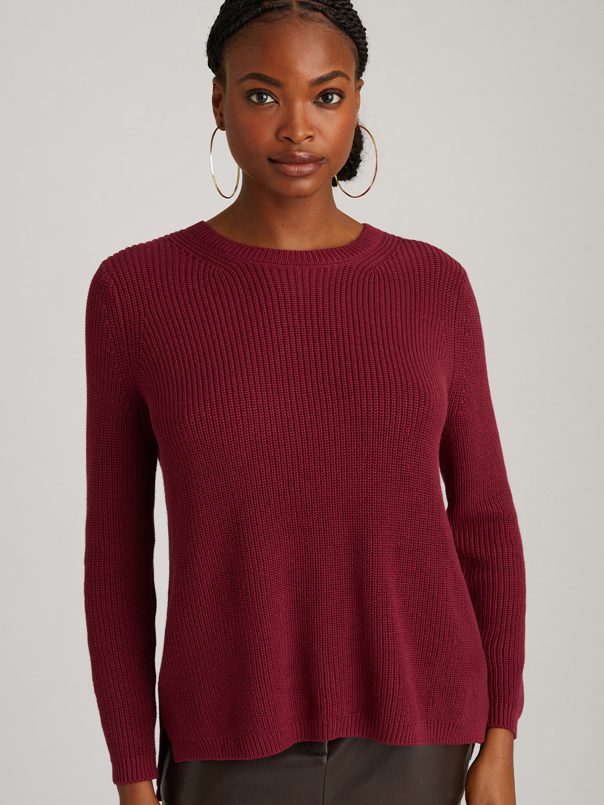 Emma: 100% Cotton Crewneck Shaker Stitch Sweater