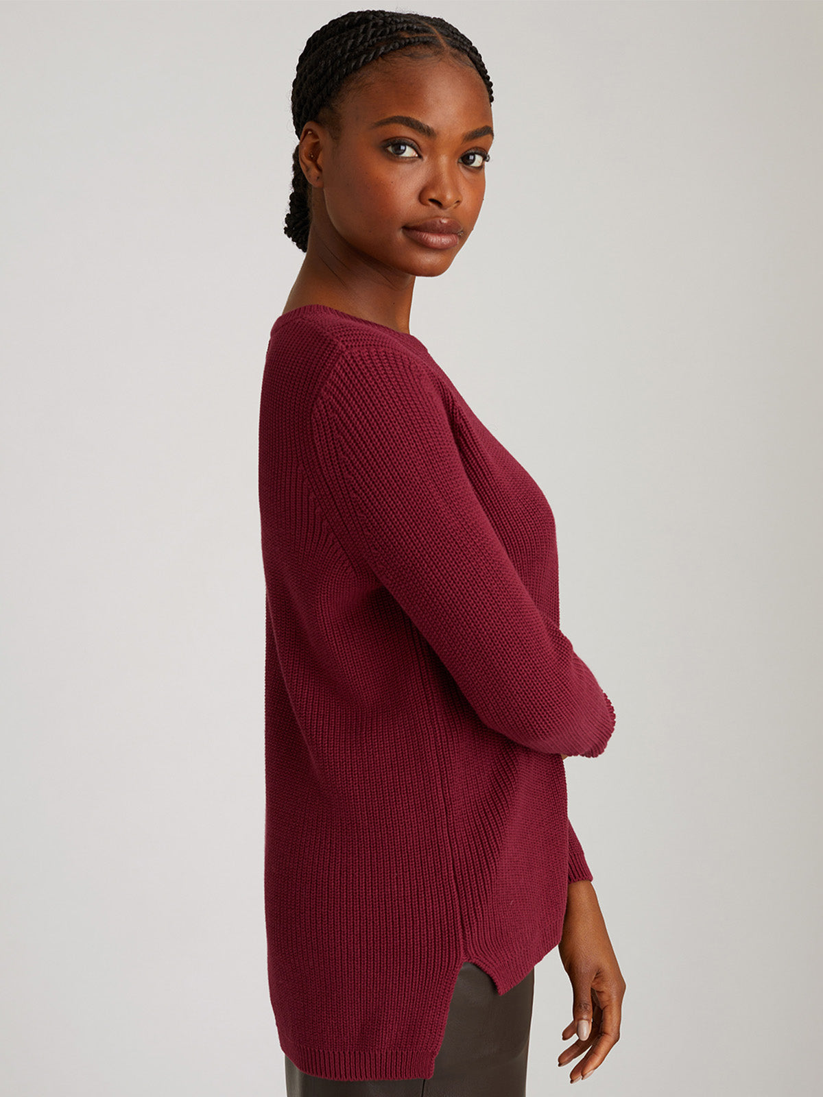 Emma: 100% Cotton Crewneck Shaker Stitch Sweater