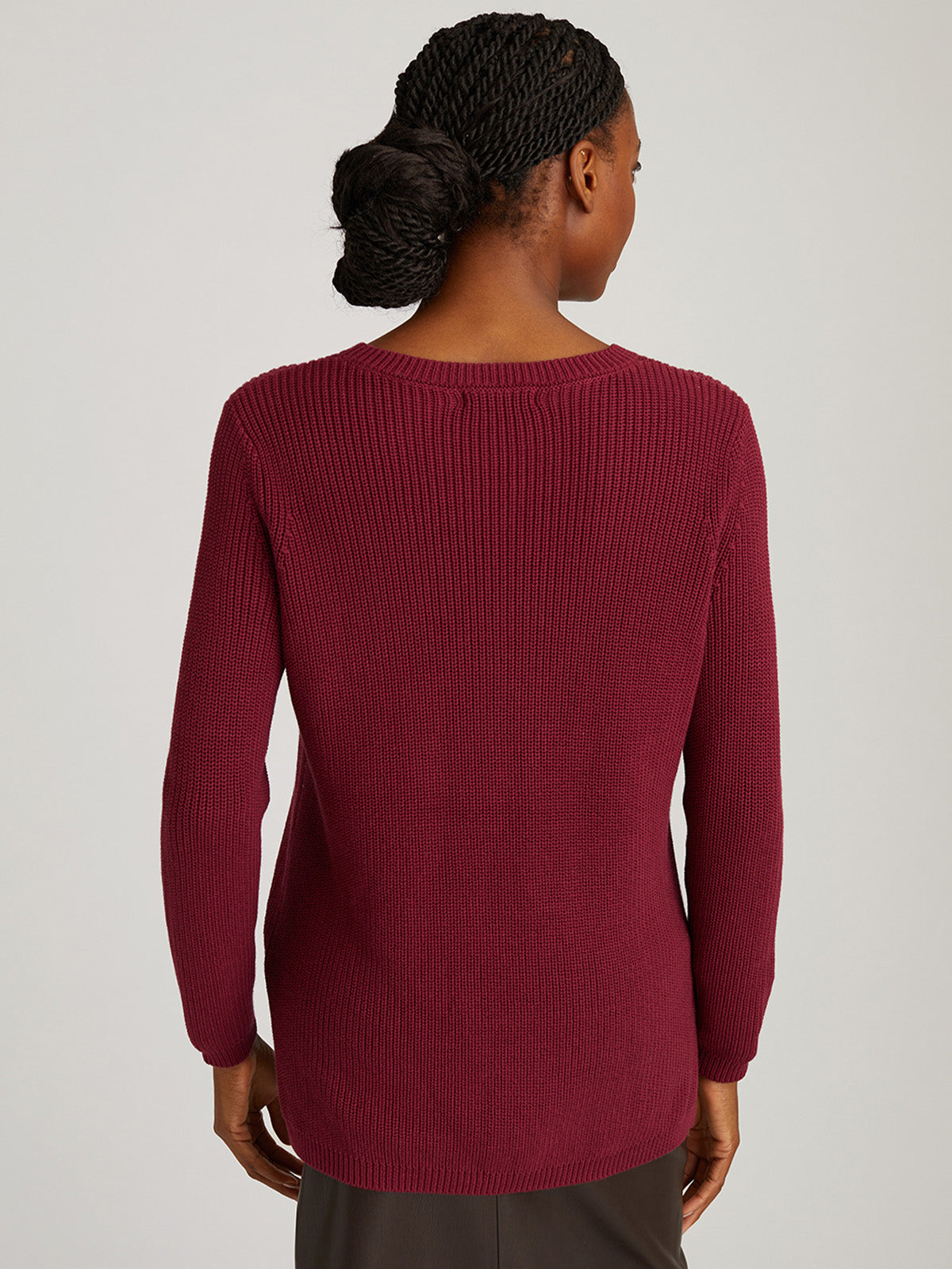 Emma: 100% Cotton Crewneck Shaker Stitch Sweater