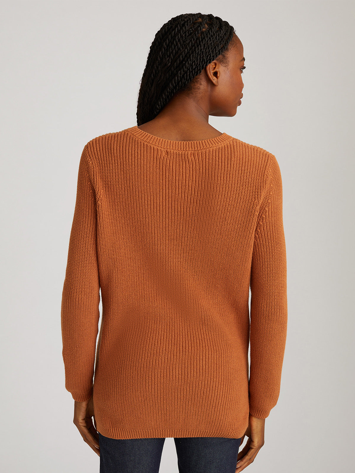 Emma: 100% Cotton Crewneck Shaker Stitch Sweater