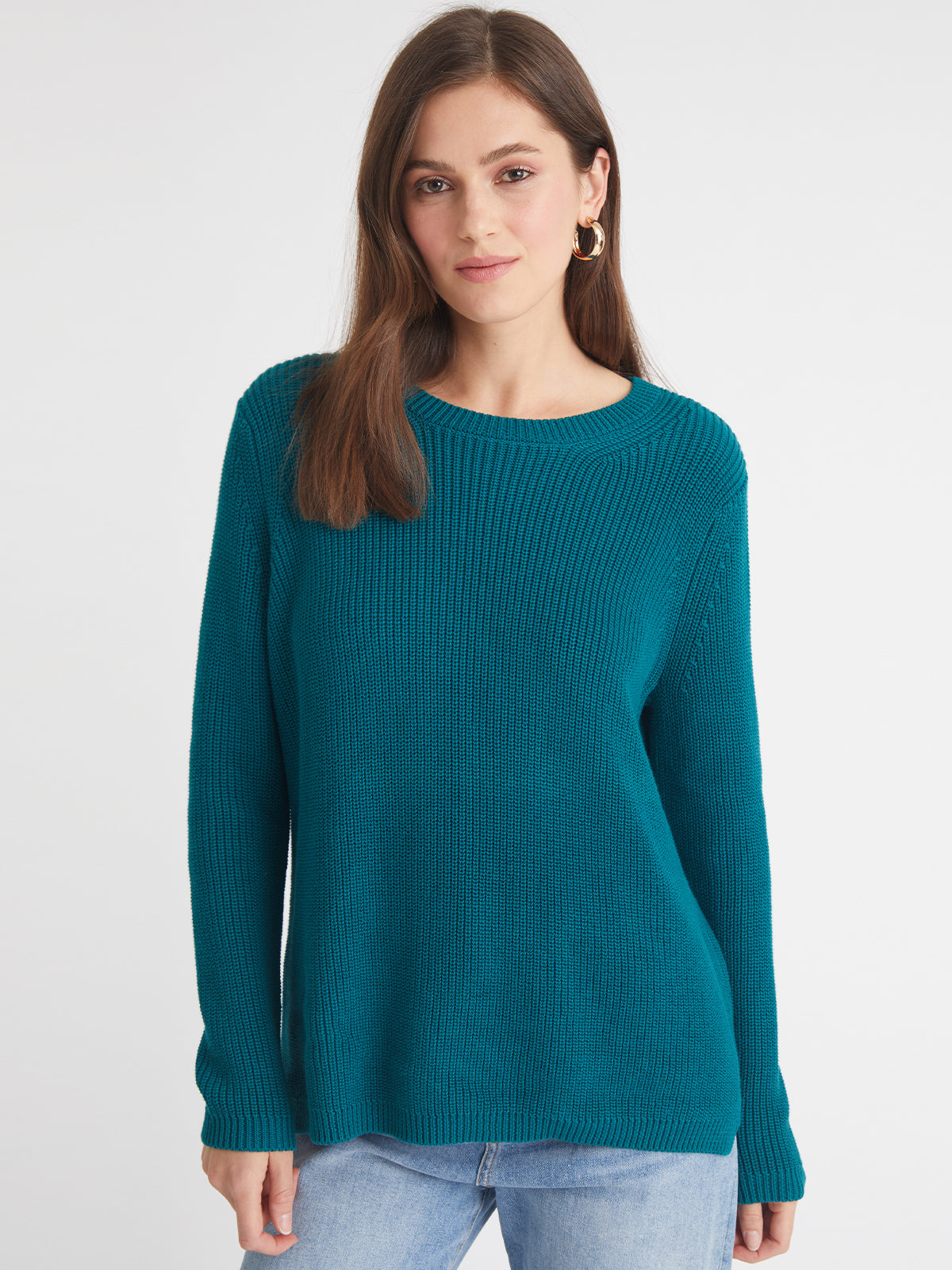 Emma: 100% Cotton Crewneck Shaker Stitch Sweater