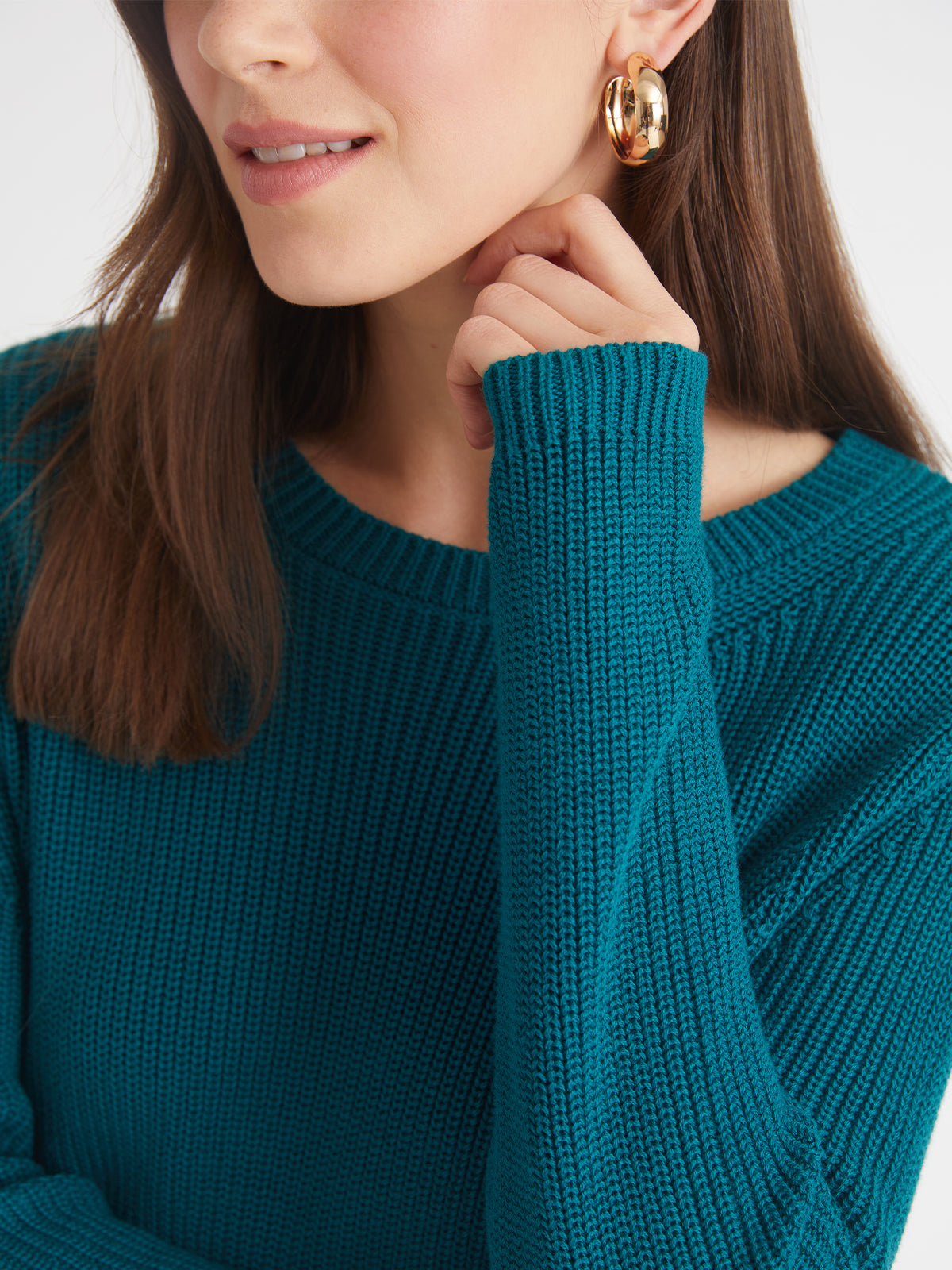 Emma: 100% Cotton Crewneck Shaker Stitch Sweater