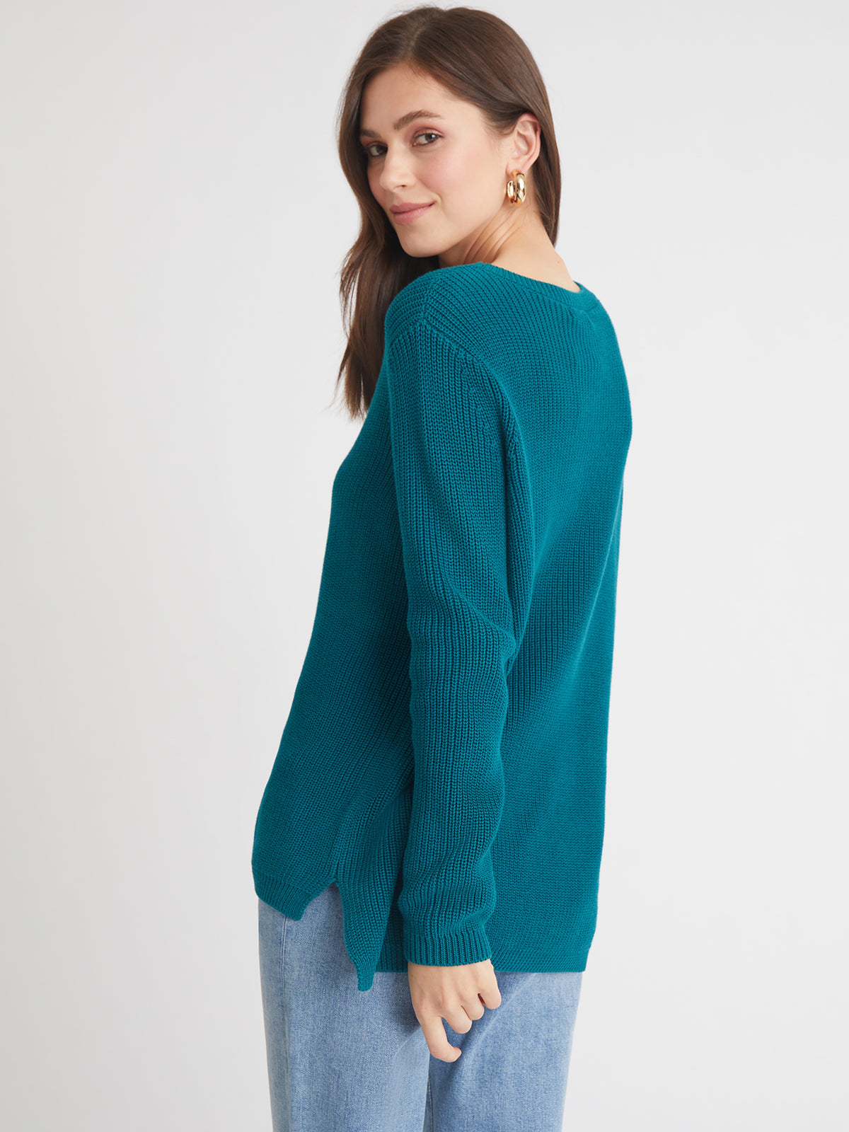 Emma: 100% Cotton Crewneck Shaker Stitch Sweater