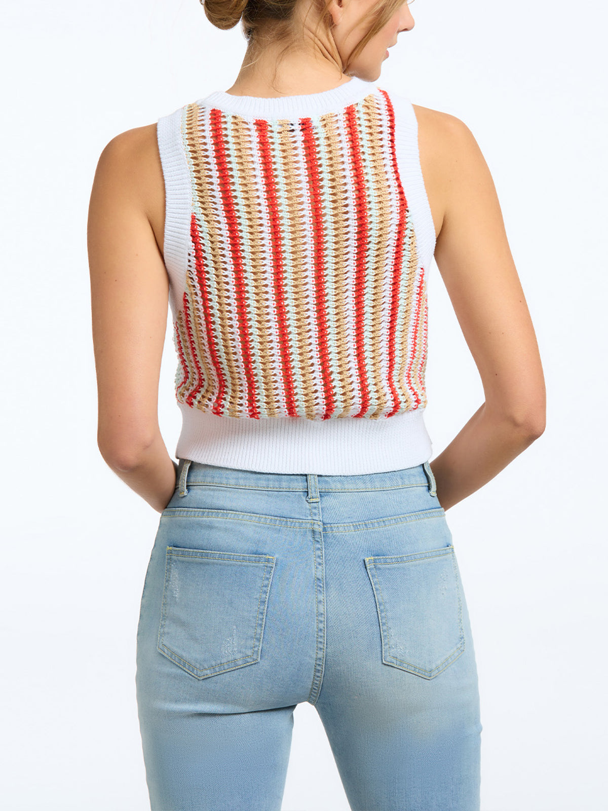 100% Cotton Stripe Crochet Tank