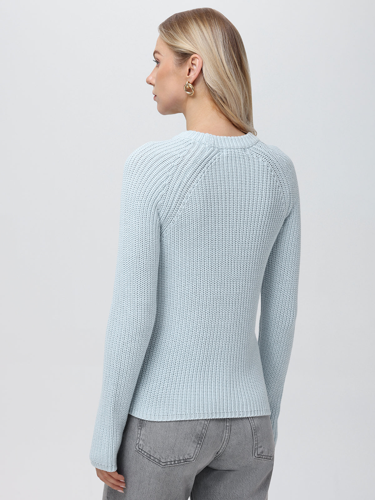 Jane: Crewneck Shaker Stitch Cotton Sweater