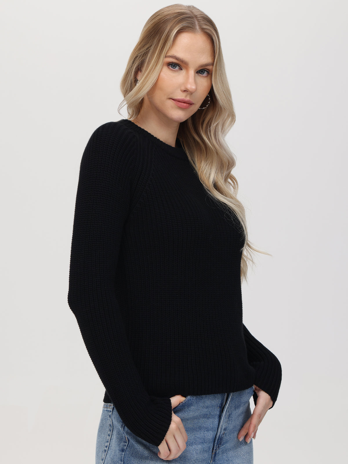 Jane: 100% Cotton Shaker Stitch Raglan Sleeve Sweater