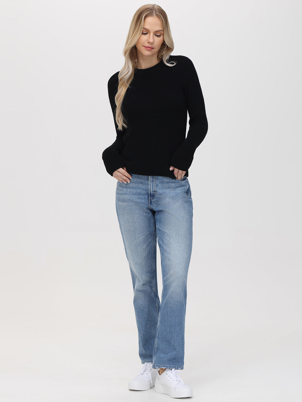 Jane: 100% Cotton Shaker Stitch Raglan Sleeve Sweater