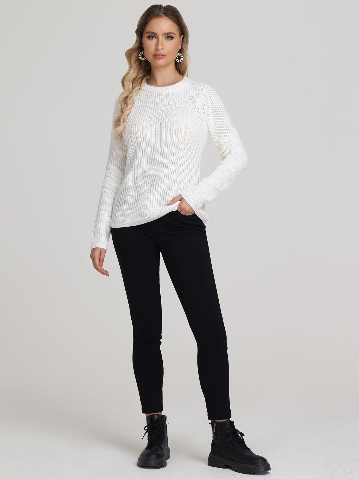 Jane: 100% Cotton Shaker Stitch Raglan Sleeve Sweater