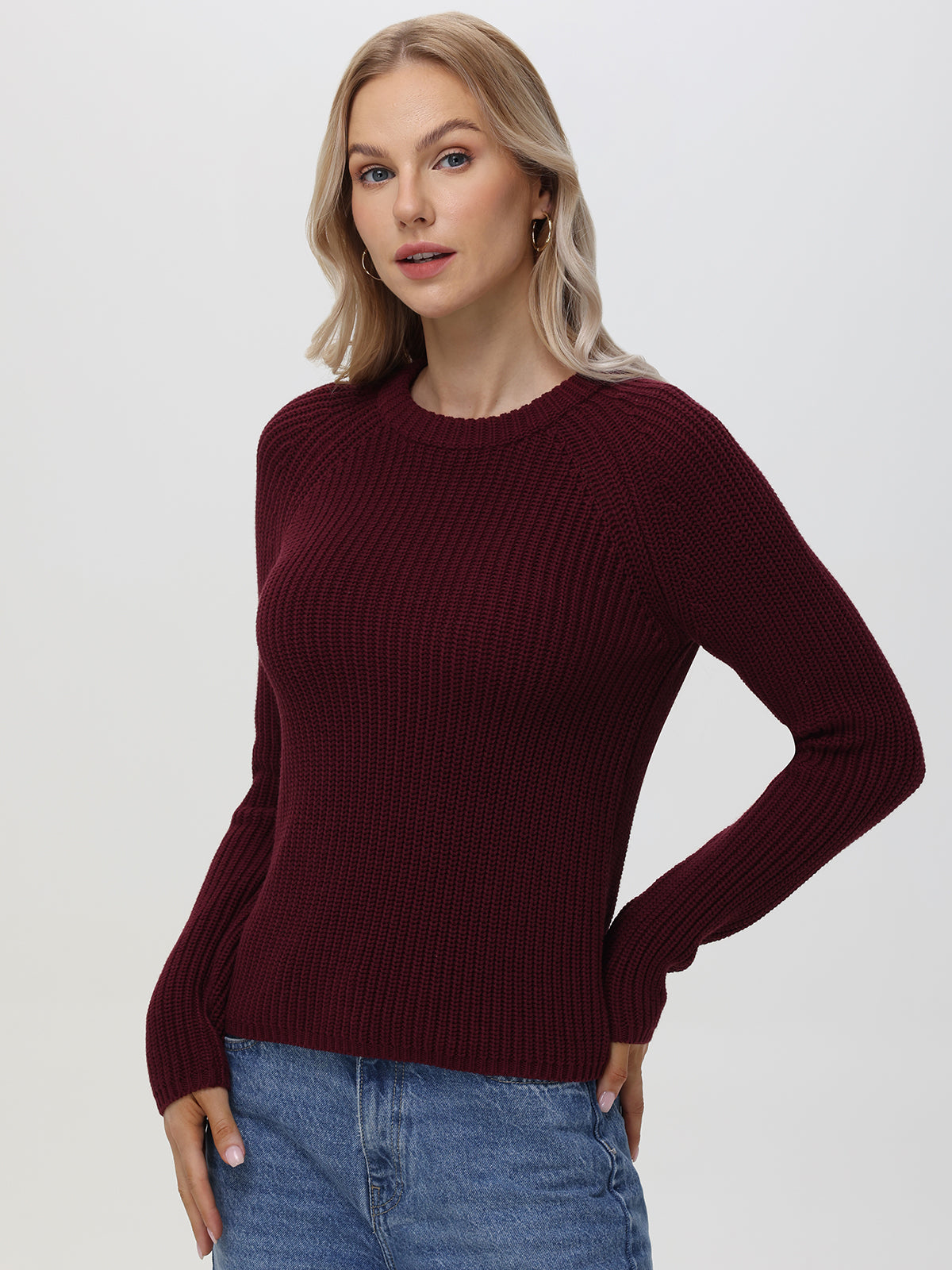 Jane: 100% Cotton Shaker Stitch Raglan Sleeve Sweater