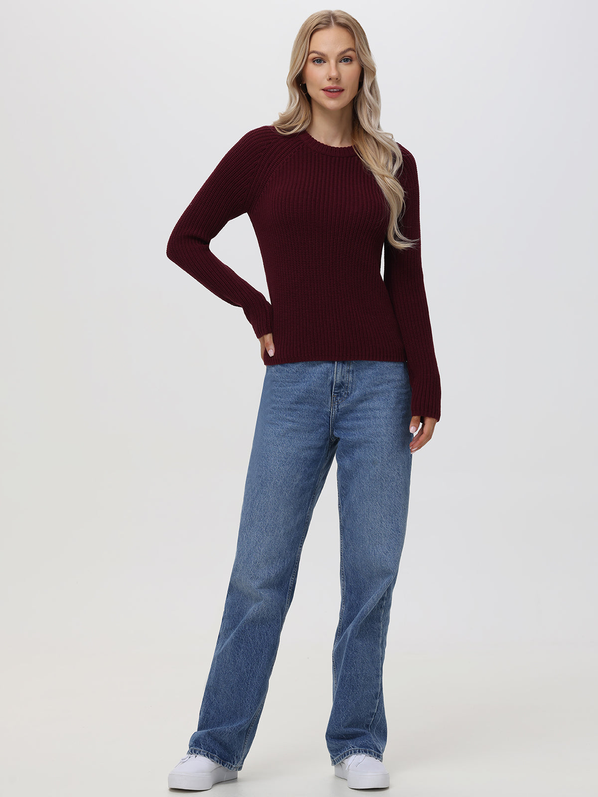 Jane: 100% Cotton Shaker Stitch Raglan Sleeve Sweater