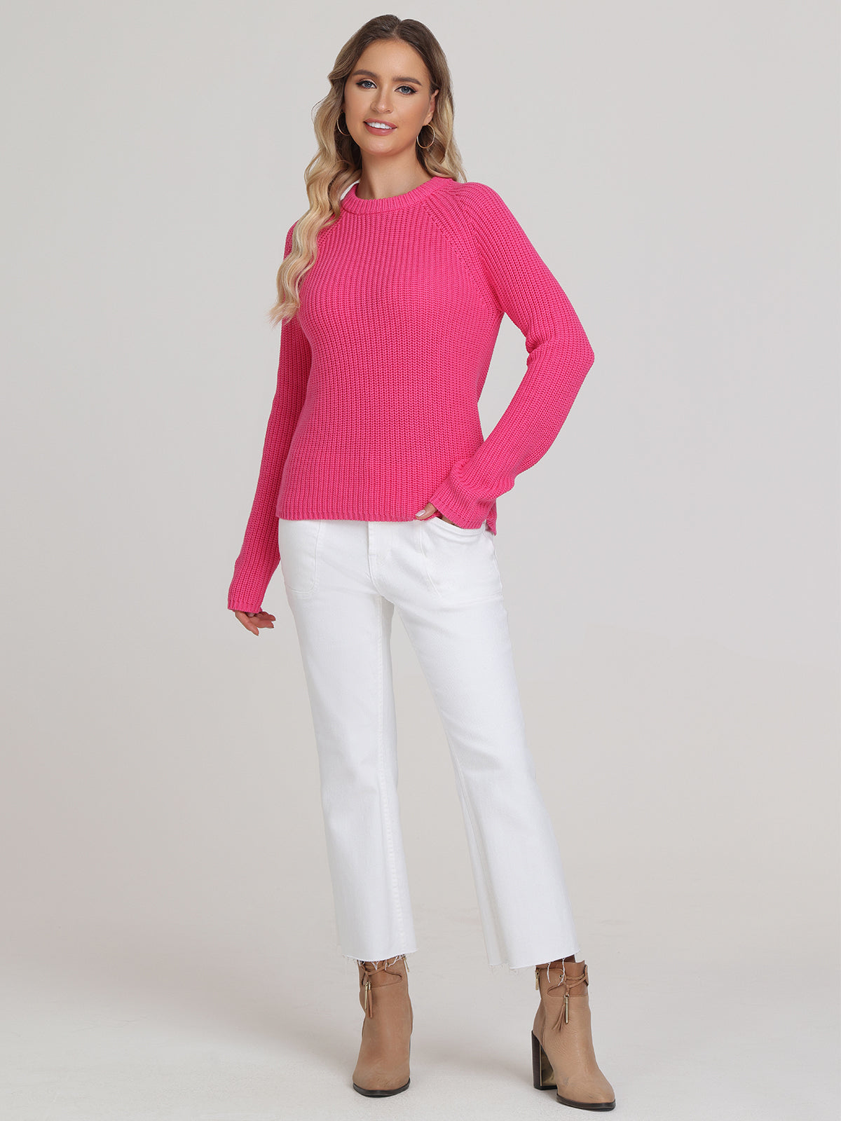 Jane: Shaker Stitch Raglan Sleeve Sweater