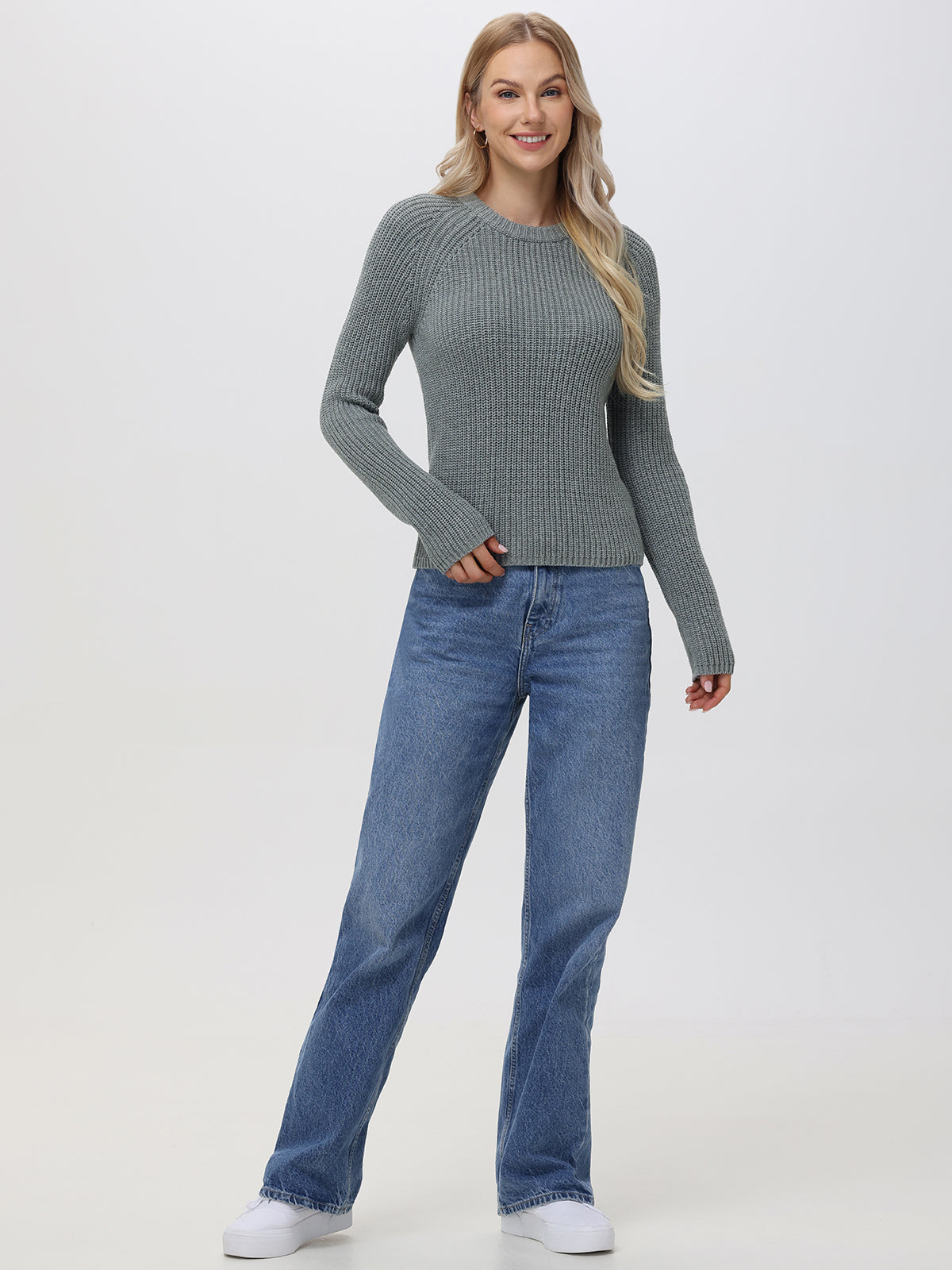 Jane: 100% Cotton Shaker Stitch Raglan Sleeve Sweater