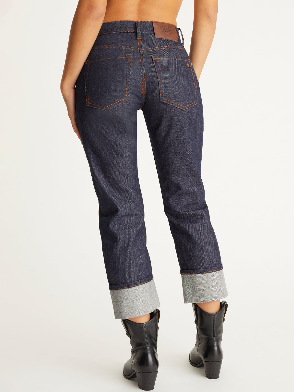 Raw Selvage Mid Rise Relaxed Straight Jeans