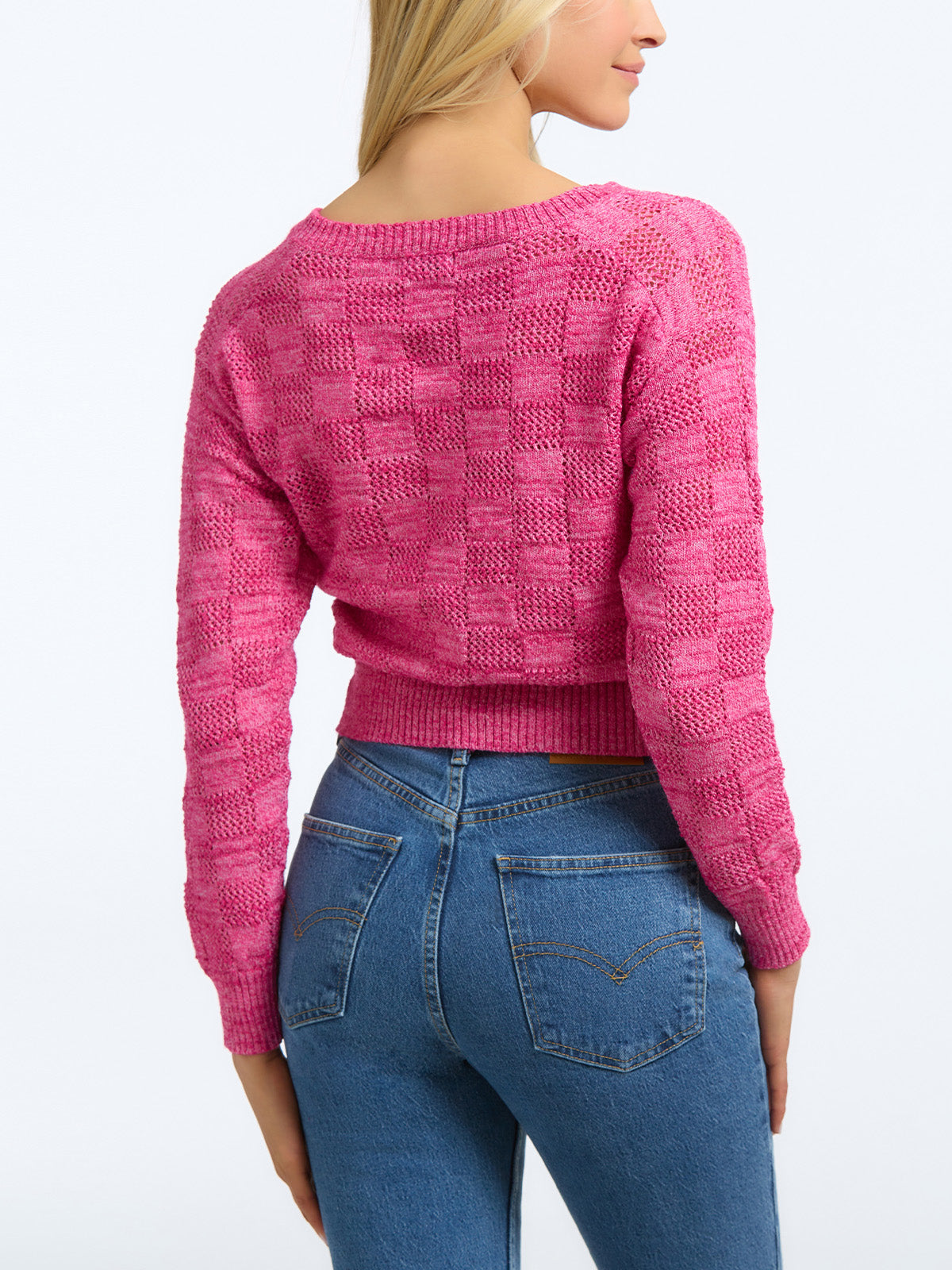 Clara: Basket Weave Stitch V-Neck Sweater