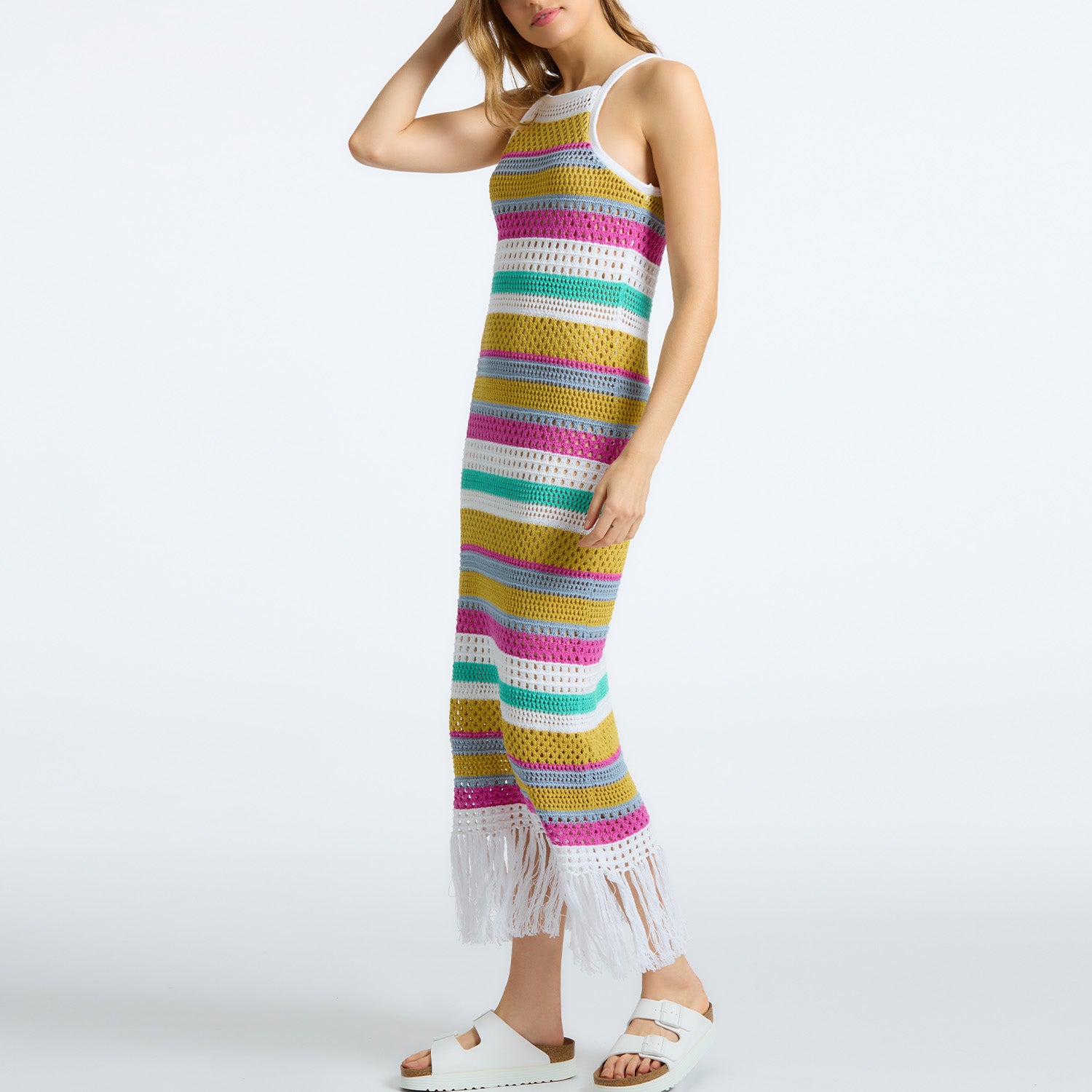 Lucia: 100% Cotton Stripe Crochet Dress