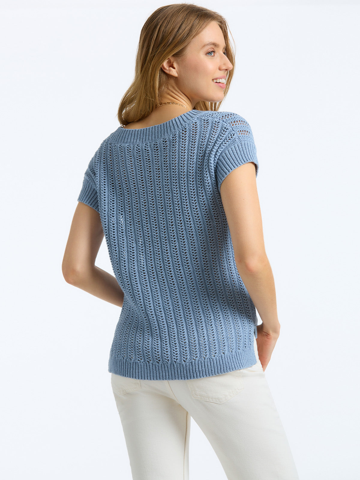 Lora: 100% Cotton Crochet Hi-Lo Vest