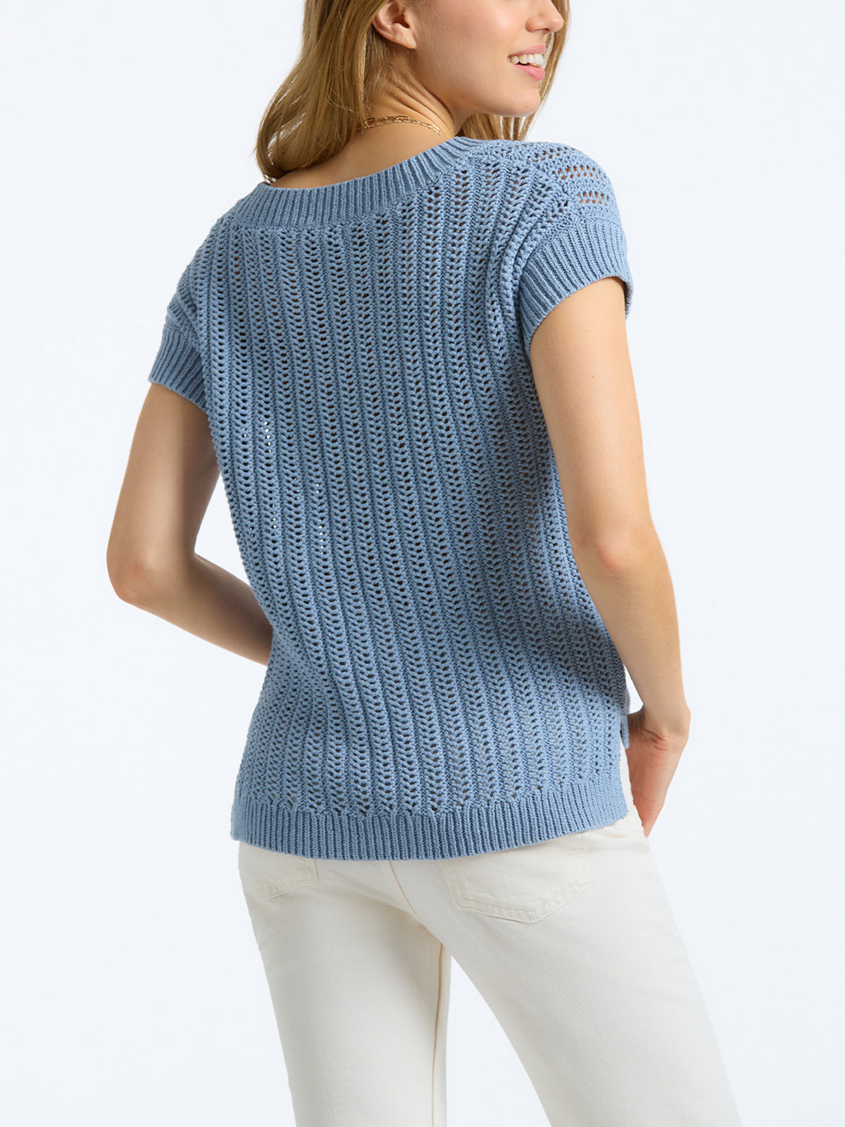 Lora: 100% Cotton Crochet Hi-Lo Vest