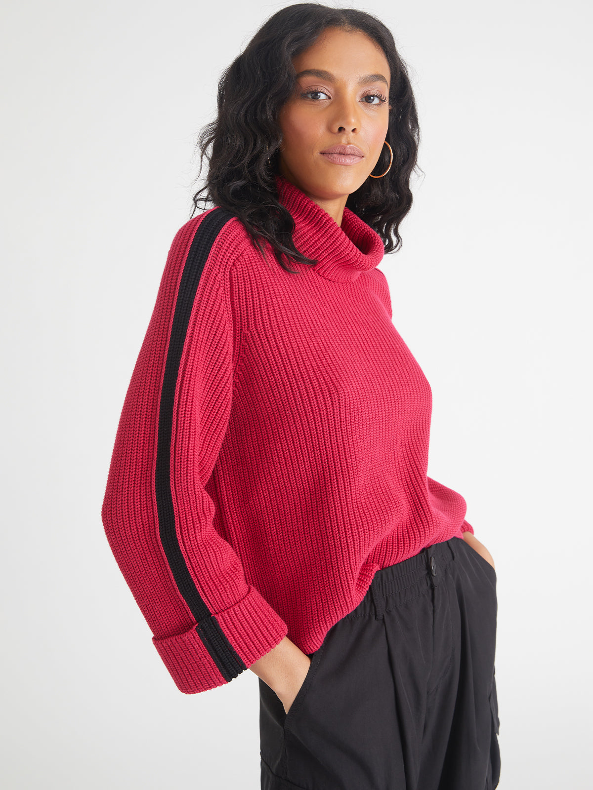 Vida: 100% Cotton Tipped Turtleneck Sweater