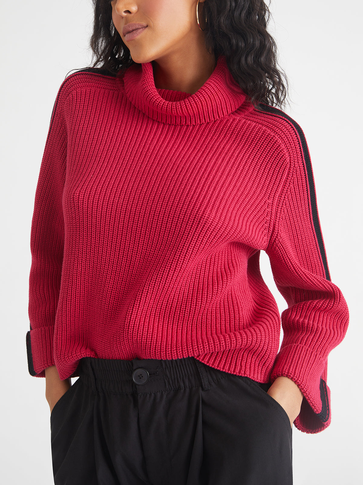 Vida: 100% Cotton Tipped Turtleneck Sweater