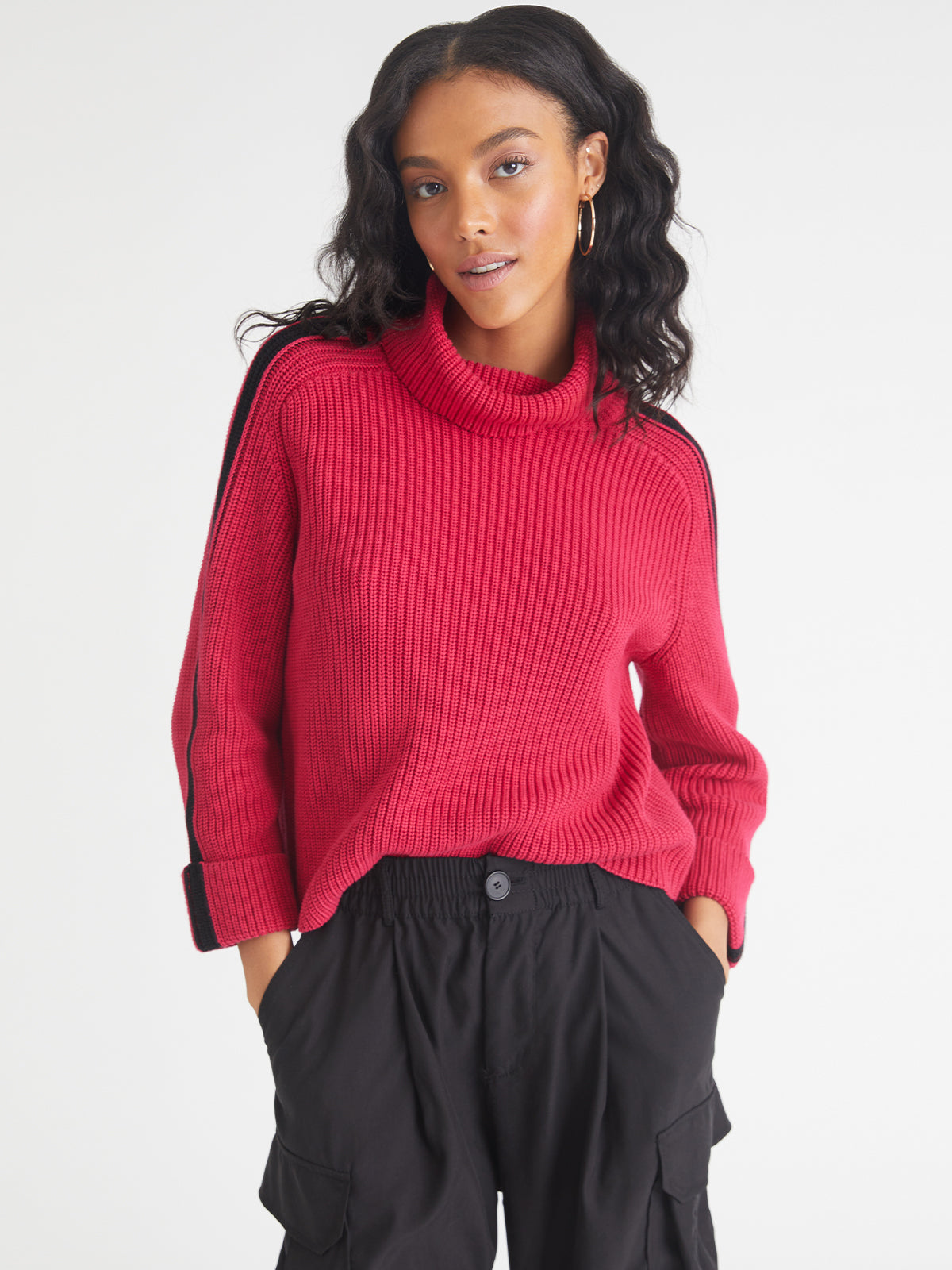 Vida: 100% Cotton Tipped Turtleneck Sweater