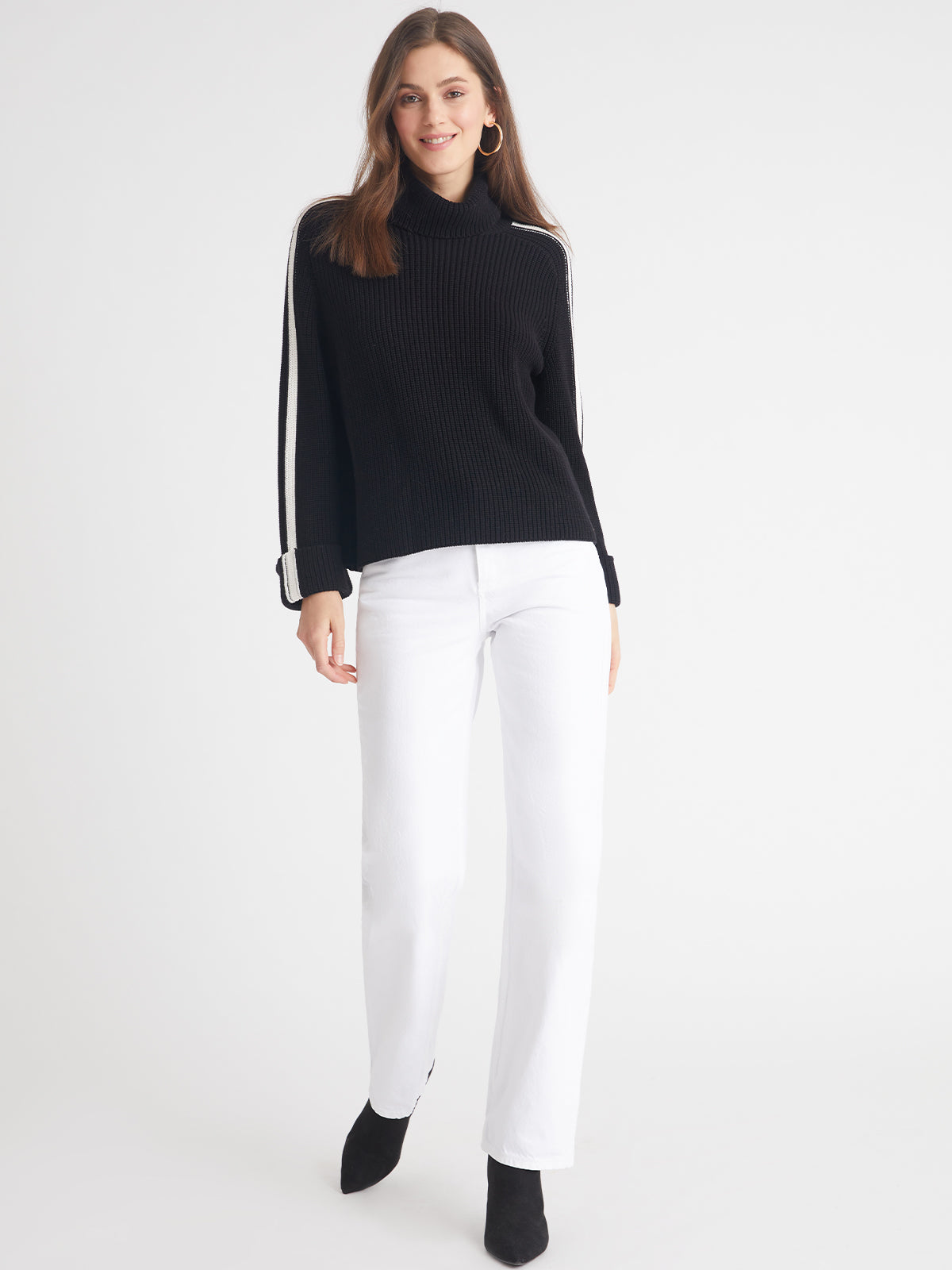 Vida: 100% Cotton Tipped Turtleneck Sweater