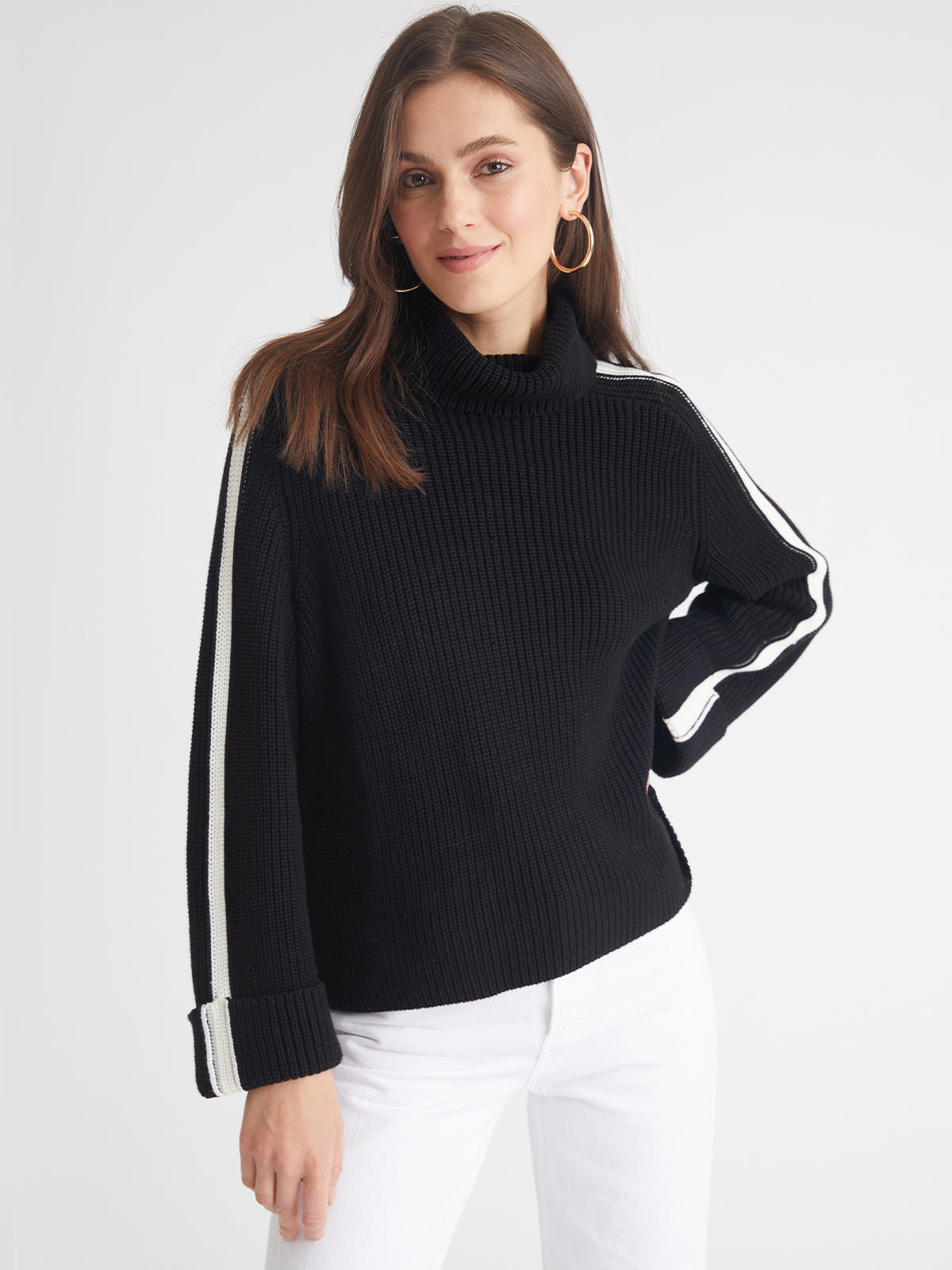 Vida: 100% Cotton Tipped Turtleneck Sweater