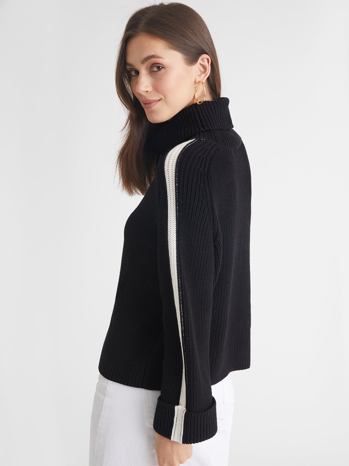 Vida: 100% Cotton Tipped Turtleneck Sweater