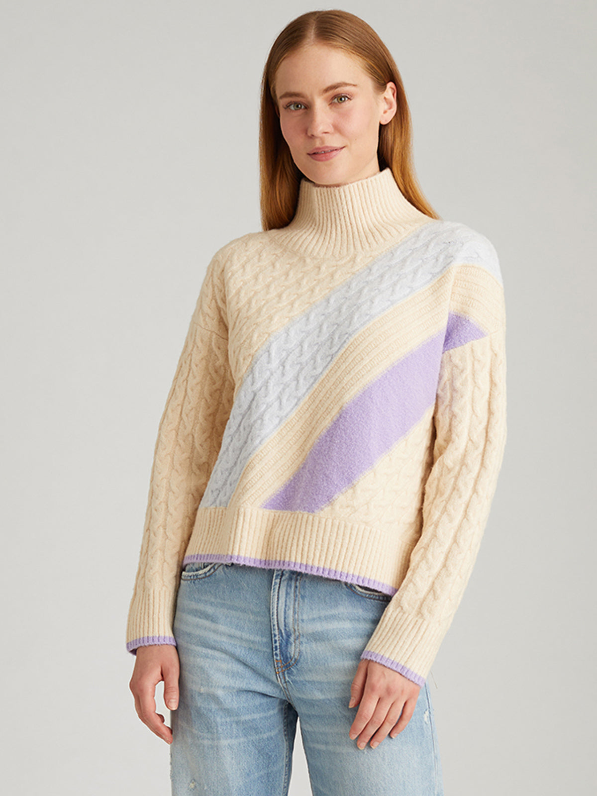 Ria: Colorblock Cable Pullover