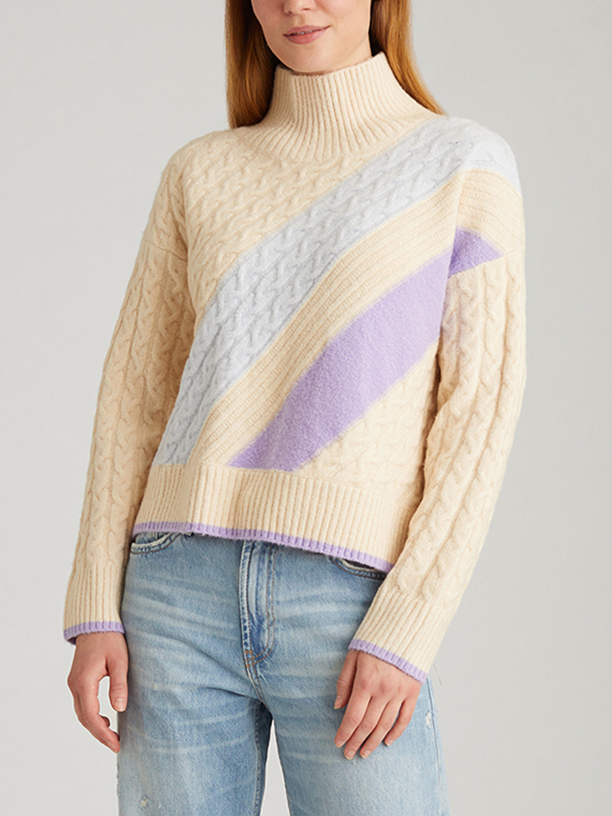 Ria: Colorblock Cable Pullover